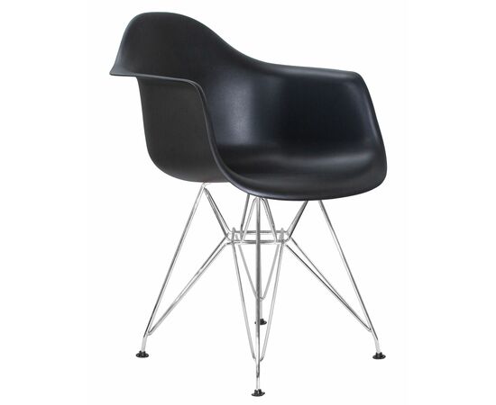 Стул обеденный DOBRIN DAW CHROME, ножки хром, цвет сиденья чёрный, Вариант: ножки хром, цвет сиденья чёрный, изображение 2 | Интернет магазин мебели и декора LifeDekor