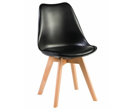 Стул обеденный DOBRIN JERRY SOFT, ножки светлый бук, цвет сиденья чёрный (B-03), Вариант: ножки светлый бук, цвет сиденья чёрный (B-03) | Интернет магазин мебели и декора LifeDekor