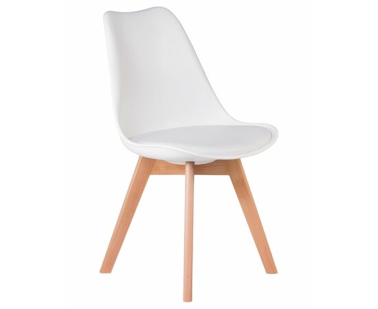 Стул обеденный DOBRIN JERRY SOFT, ножки светлый бук, цвет сиденья белый (W-02), Вариант: ножки светлый бук, цвет сиденья белый (W-02), изображение 2 | Интернет магазин мебели и декора LifeDekor
