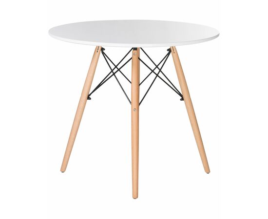 Стол обеденный DOBRIN CHELSEA`80, ножки светлый бук, столешница белая, Вариант: ножки светлый бук, столешница белая, изображение 2 | Интернет магазин мебели и декора LifeDekor