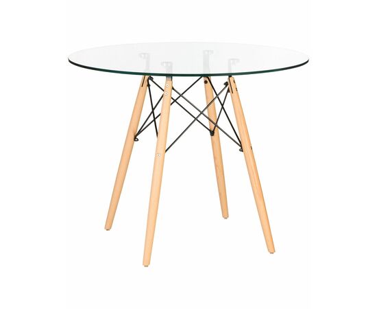 Стол обеденный DOBRIN CHELSEA`90 GLASS, ножки светлый бук, столешница стекло, Вариант: ножки светлый бук, столешница стекло | Интернет магазин мебели и декора LifeDekor