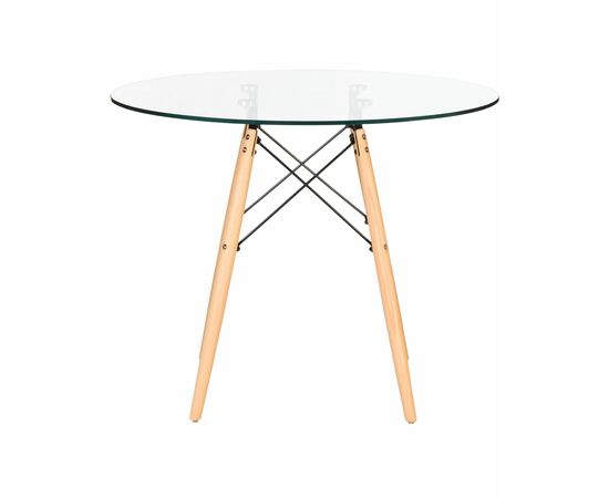 Стол обеденный DOBRIN CHELSEA`90 GLASS, ножки светлый бук, столешница стекло, Вариант: ножки светлый бук, столешница стекло, изображение 2 | Интернет магазин мебели и декора LifeDekor