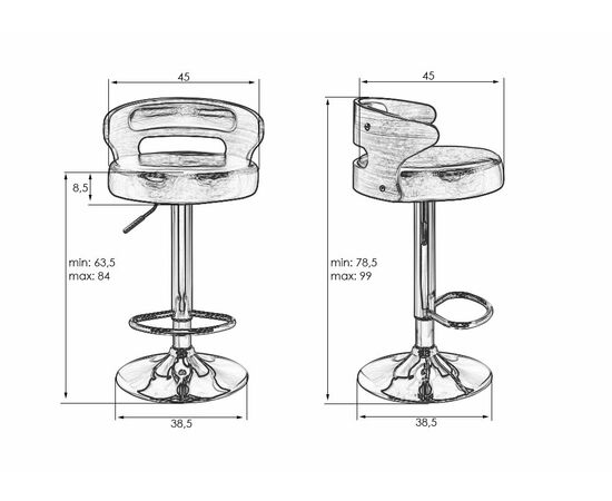 Стул барный DOBRIN FRED BLACK, коричневое дерево, чёрный, Вариант: коричневое дерево, чёрный, изображение 6 | Интернет магазин мебели и декора LifeDekor