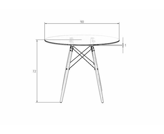 Стол обеденный DOBRIN CHELSEA`90 GLASS, ножки светлый бук, столешница стекло, Вариант: ножки светлый бук, столешница стекло, изображение 4 | Интернет магазин мебели и декора LifeDekor