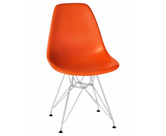 Стул обеденный DOBRIN DSR, ножки хром, цвет оранжевый (O-02), Вариант: ножки хром, цвет оранжевый (O-02) | Интернет магазин мебели и декора LifeDekor