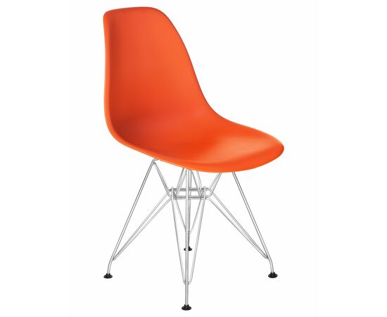 Стул обеденный DOBRIN DSR, ножки хром, цвет оранжевый (O-02), Вариант: ножки хром, цвет оранжевый (O-02), изображение 2 | Интернет магазин мебели и декора LifeDekor