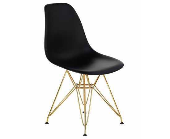 Стул обеденный DOBRIN DSR, ножки золотые, цвет чёрный (B-03), Вариант: ножки золотые, цвет чёрный (B-03), изображение 2 | Интернет магазин мебели и декора LifeDekor