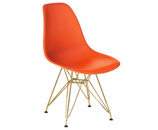 Стул обеденный DOBRIN DSR, ножки золотые, цвет оранжевый (O-02), Вариант: ножки золотые, цвет оранжевый (O-02), изображение 2 | Интернет магазин мебели и декора LifeDekor