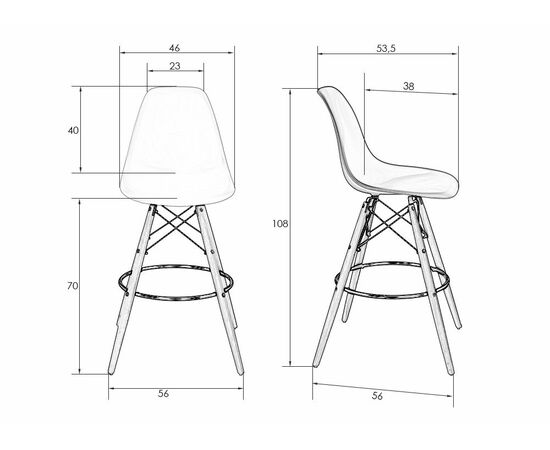 Стул барный DOBRIN DSW BAR, ножки светлый бук, цвет сиденья жёлтый (Y-01), Вариант: ножки светлый бук, цвет сиденья жёлтый (Y-01), изображение 7 | Интернет магазин мебели и декора LifeDekor