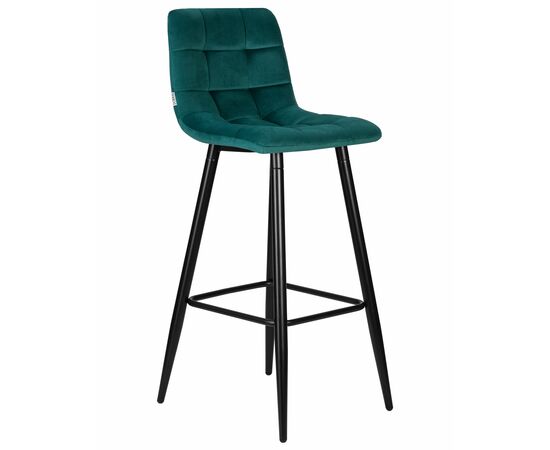 Стул барный DOBRIN NICOLE, черные матовые ножки, морской волны велюр (108-119), Вариант: черные матовые ножки, морской волны велюр (108-119), изображение 2 | Интернет магазин мебели и декора LifeDekor