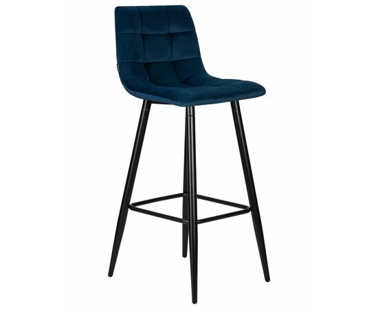 Стул барный DOBRIN NICOLE, черные матовые ножки, темно-синий велюр (108-95), Вариант: черные матовые ножки, темно-синий велюр (108-95), изображение 2 | Интернет магазин мебели и декора LifeDekor