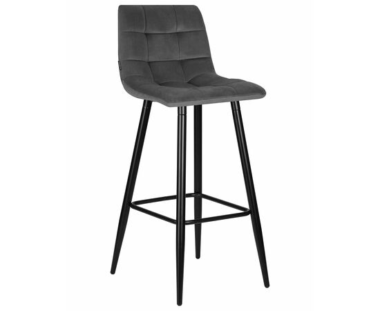 Стул барный DOBRIN NICOLE, черные матовые ножки, темно-серый велюр (108-91), Вариант: черные матовые ножки, темно-серый велюр (108-91) | Интернет магазин мебели и декора LifeDekor