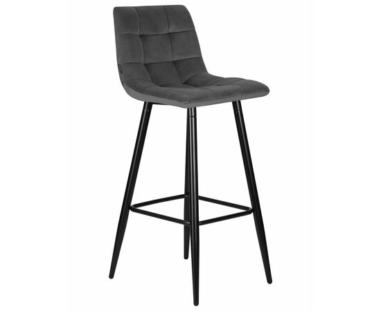 Стул барный DOBRIN NICOLE, черные матовые ножки, темно-серый велюр (108-91), Вариант: черные матовые ножки, темно-серый велюр (108-91), изображение 2 | Интернет магазин мебели и декора LifeDekor