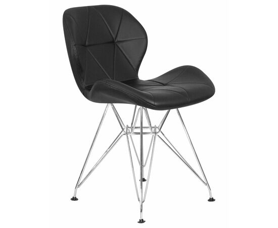 Стул обеденный DOBRIN BUTTERFLY CHROME, ножки хром, цвет чёрный, Вариант: ножки хром, цвет чёрный, изображение 2 | Интернет магазин мебели и декора LifeDekor