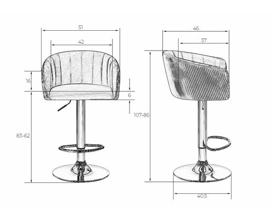 Стул барный DOBRIN DARCY, серо-голубой велюр (1922-6), Вариант: серо-голубой велюр (1922-6), изображение 8 | Интернет магазин мебели и декора LifeDekor