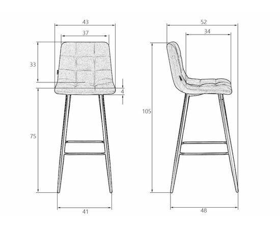 Стул барный DOBRIN NICOLE, черные матовые ножки, мокко велюр (108-104), Вариант: черные матовые ножки, мокко велюр (108-104), изображение 9 | Интернет магазин мебели и декора LifeDekor
