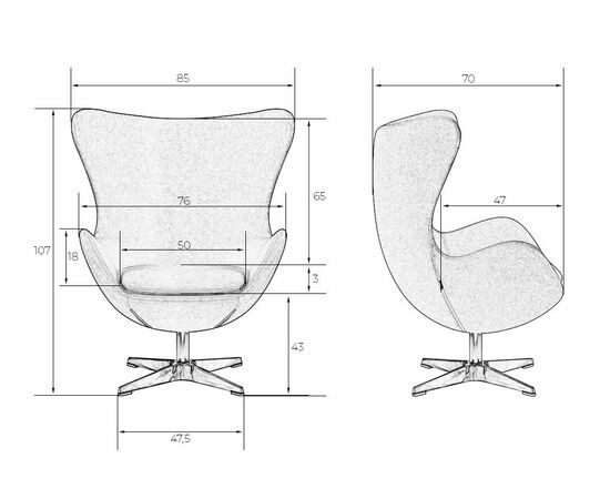 Кресло дизайнерское DOBRIN EGG, серая ткань AF7, Вариант: серая ткань AF7, изображение 13 | Интернет магазин мебели и декора LifeDekor