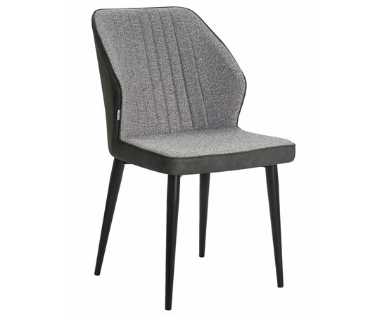 Стул обеденный DOBRIN KEVIN, черные матовые ножки, Сиденье серая ткань FC-09, Спинка антрацит кожзам RU-08, Вариант: черные матовые ножки, Сиденье серая ткань FC-09, Спинка антрацит кожзам RU-08 | Интернет магазин мебели и декора LifeDekor