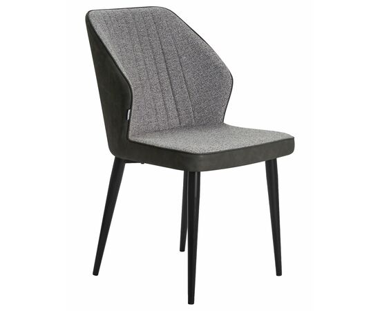 Стул обеденный DOBRIN KEVIN, черные матовые ножки, Сиденье серая ткань FC-09, Спинка антрацит кожзам RU-08, Вариант: черные матовые ножки, Сиденье серая ткань FC-09, Спинка антрацит кожзам RU-08, изображение 2 | Интернет магазин мебели и декора LifeDekor