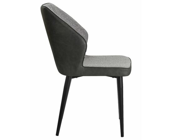 Стул обеденный DOBRIN KEVIN, черные матовые ножки, Сиденье серая ткань FC-09, Спинка антрацит кожзам RU-08, Вариант: черные матовые ножки, Сиденье серая ткань FC-09, Спинка антрацит кожзам RU-08, изображение 3 | Интернет магазин мебели и декора LifeDekor