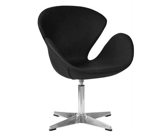 Кресло дизайнерское DOBRIN SWAN, черный кожзам P13, алюминиевое основание, Вариант: черный кожзам P13, алюминиевое основание | Интернет магазин мебели и декора LifeDekor