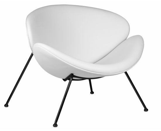 Кресло дизайнерское DOBRIN EMILY, белый винил YP17, черное основание, Вариант: белый винил YP17, черное основание | Интернет магазин мебели и декора LifeDekor