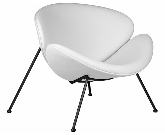 Кресло дизайнерское DOBRIN EMILY, белый винил YP17, черное основание, Вариант: белый винил YP17, черное основание, изображение 2 | Интернет магазин мебели и декора LifeDekor