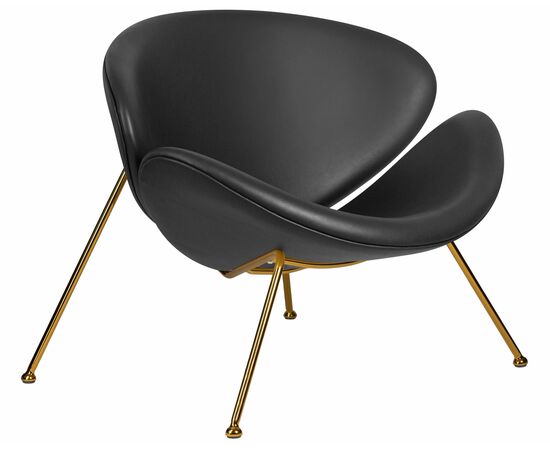 Кресло дизайнерское DOBRIN EMILY, черный винил YP16, золотое основания, Вариант: черный винил YP16, золотое основания, изображение 2 | Интернет магазин мебели и декора LifeDekor