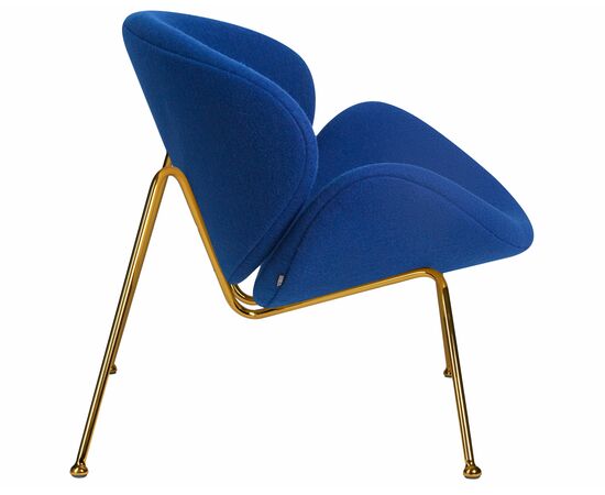 Кресло дизайнерское DOBRIN EMILY, синяя ткань AF6, золотое основание, Вариант: синяя ткань AF6, золотое основание, изображение 3 | Интернет магазин мебели и декора LifeDekor