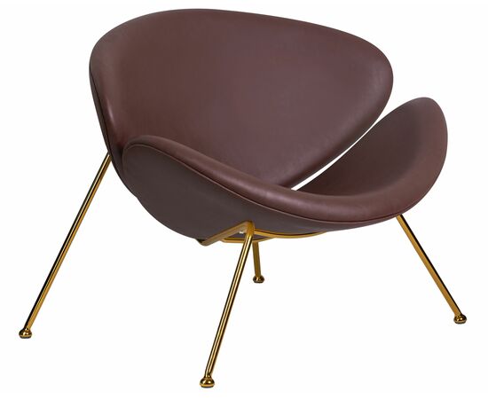 Кресло дизайнерское DOBRIN EMILY, коричневый винил YP5, золотое основание, Вариант: коричневый винил YP5, золотое основание, изображение 2 | Интернет магазин мебели и декора LifeDekor
