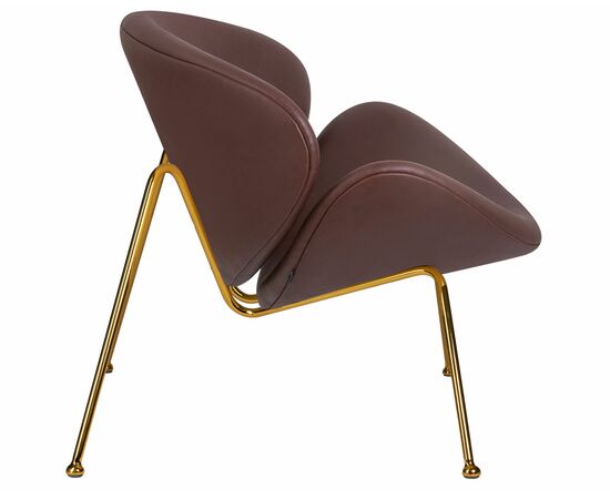 Кресло дизайнерское DOBRIN EMILY, коричневый винил YP5, золотое основание, Вариант: коричневый винил YP5, золотое основание, изображение 3 | Интернет магазин мебели и декора LifeDekor