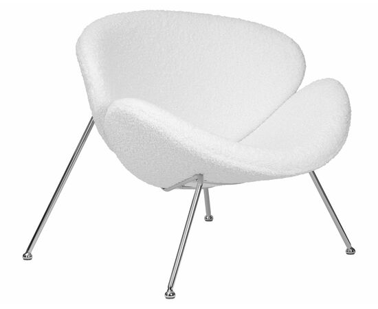 Кресло дизайнерское DOBRIN EMILY, белый (букле) ткань , хромированная сталь, Вариант: белый (букле) ткань , хромированная сталь, изображение 2 | Интернет магазин мебели и декора LifeDekor