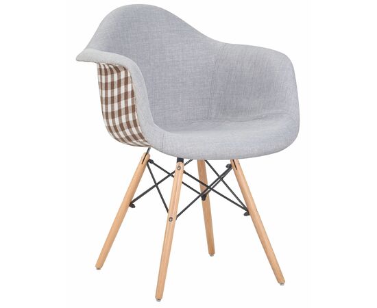 Стул обеденный DOBRIN DAW MONICA, ножки светлый бук, сиденье 009 коричневая клетка, бежевая ткань, Вариант: ножки светлый бук, сиденье 009 коричневая клетка, бежевая ткань | Интернет магазин мебели и декора LifeDekor