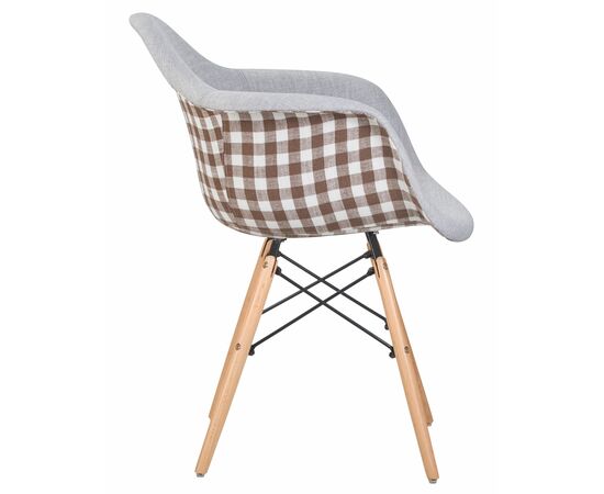 Стул обеденный DOBRIN DAW MONICA, ножки светлый бук, сиденье 009 коричневая клетка, бежевая ткань, Вариант: ножки светлый бук, сиденье 009 коричневая клетка, бежевая ткань, изображение 3 | Интернет магазин мебели и декора LifeDekor