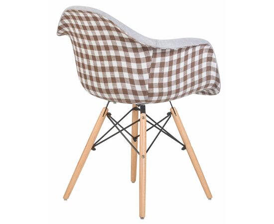 Стул обеденный DOBRIN DAW MONICA, ножки светлый бук, сиденье 009 коричневая клетка, бежевая ткань, Вариант: ножки светлый бук, сиденье 009 коричневая клетка, бежевая ткань, изображение 4 | Интернет магазин мебели и декора LifeDekor
