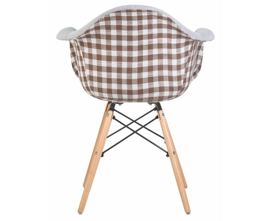 Стул обеденный DOBRIN DAW MONICA, ножки светлый бук, сиденье 009 коричневая клетка, бежевая ткань, Вариант: ножки светлый бук, сиденье 009 коричневая клетка, бежевая ткань, изображение 5 | Интернет магазин мебели и декора LifeDekor