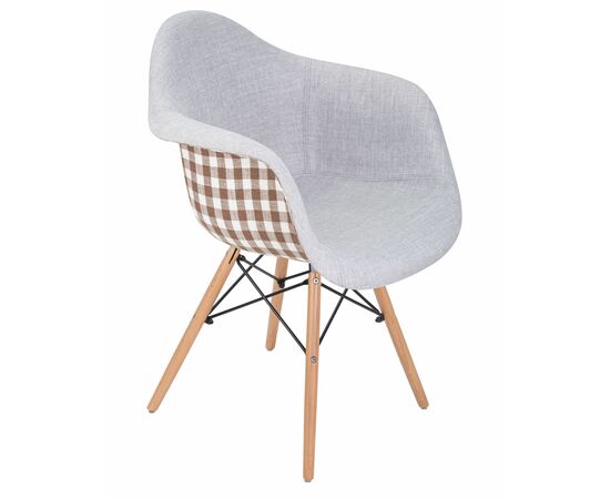 Стул обеденный DOBRIN DAW MONICA, ножки светлый бук, сиденье 009 коричневая клетка, бежевая ткань, Вариант: ножки светлый бук, сиденье 009 коричневая клетка, бежевая ткань, изображение 7 | Интернет магазин мебели и декора LifeDekor