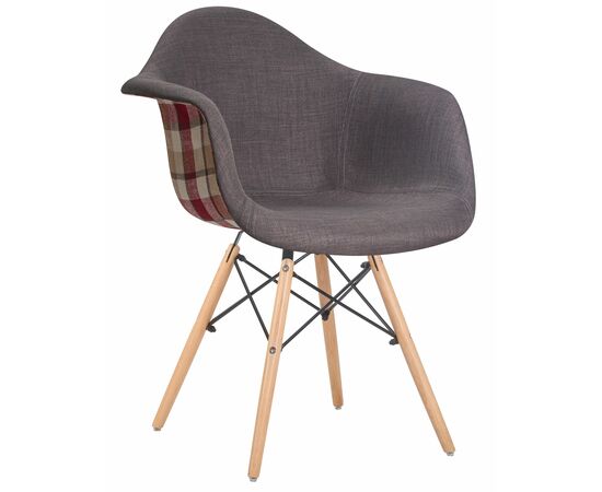 Стул обеденный DOBRIN DAW THOMAS, ножки светлый бук, сиденье 010 яркая клетка, серая ткань, Вариант: ножки светлый бук, сиденье 010 яркая клетка, серая ткань | Интернет магазин мебели и декора LifeDekor