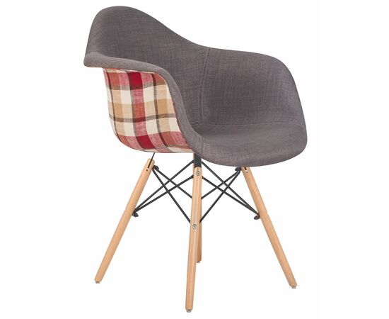 Стул обеденный DOBRIN DAW THOMAS, ножки светлый бук, сиденье 010 яркая клетка, серая ткань, Вариант: ножки светлый бук, сиденье 010 яркая клетка, серая ткань, изображение 2 | Интернет магазин мебели и декора LifeDekor