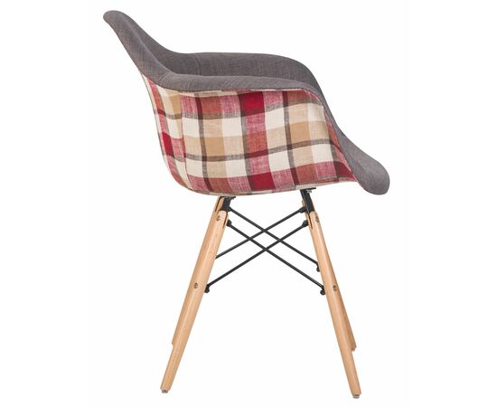 Стул обеденный DOBRIN DAW THOMAS, ножки светлый бук, сиденье 010 яркая клетка, серая ткань, Вариант: ножки светлый бук, сиденье 010 яркая клетка, серая ткань, изображение 3 | Интернет магазин мебели и декора LifeDekor