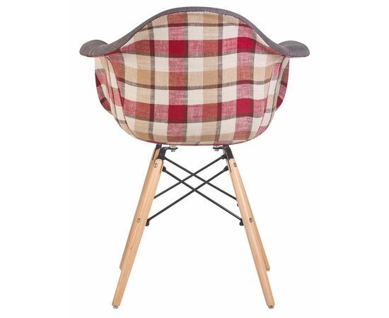 Стул обеденный DOBRIN DAW THOMAS, ножки светлый бук, сиденье 010 яркая клетка, серая ткань, Вариант: ножки светлый бук, сиденье 010 яркая клетка, серая ткань, изображение 5 | Интернет магазин мебели и декора LifeDekor