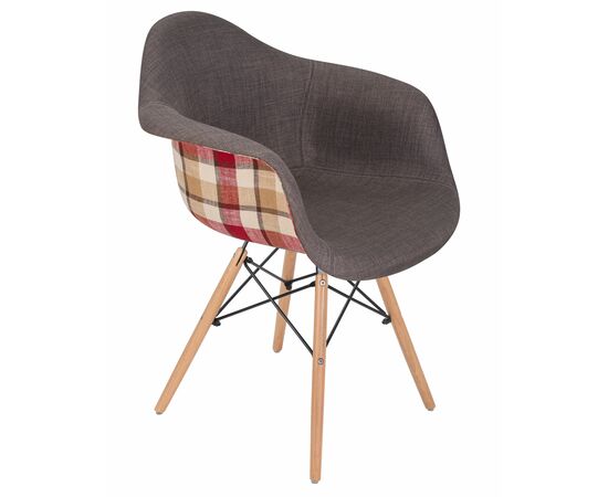 Стул обеденный DOBRIN DAW THOMAS, ножки светлый бук, сиденье 010 яркая клетка, серая ткань, Вариант: ножки светлый бук, сиденье 010 яркая клетка, серая ткань, изображение 7 | Интернет магазин мебели и декора LifeDekor