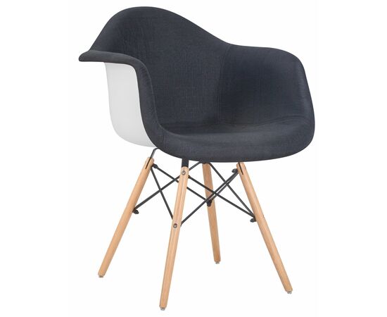 Стул обеденный DOBRIN DAW ROSS, ножки светлый бук, сиденье 012 белый пластик, чёрная ткань, Вариант: ножки светлый бук, сиденье 012 белый пластик, чёрная ткань | Интернет магазин мебели и декора LifeDekor