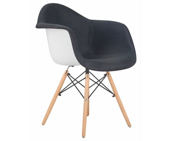 Стул обеденный DOBRIN DAW ROSS, ножки светлый бук, сиденье 012 белый пластик, чёрная ткань, Вариант: ножки светлый бук, сиденье 012 белый пластик, чёрная ткань, изображение 2 | Интернет магазин мебели и декора LifeDekor