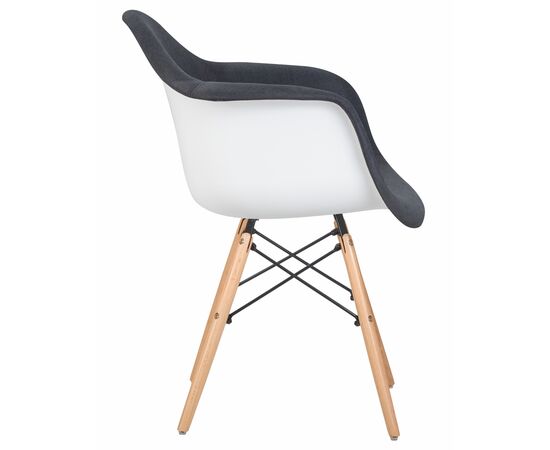 Стул обеденный DOBRIN DAW ROSS, ножки светлый бук, сиденье 012 белый пластик, чёрная ткань, Вариант: ножки светлый бук, сиденье 012 белый пластик, чёрная ткань, изображение 3 | Интернет магазин мебели и декора LifeDekor