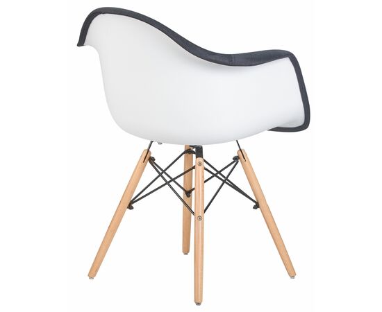 Стул обеденный DOBRIN DAW ROSS, ножки светлый бук, сиденье 012 белый пластик, чёрная ткань, Вариант: ножки светлый бук, сиденье 012 белый пластик, чёрная ткань, изображение 4 | Интернет магазин мебели и декора LifeDekor