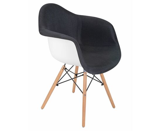 Стул обеденный DOBRIN DAW ROSS, ножки светлый бук, сиденье 012 белый пластик, чёрная ткань, Вариант: ножки светлый бук, сиденье 012 белый пластик, чёрная ткань, изображение 7 | Интернет магазин мебели и декора LifeDekor