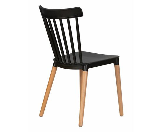 Стул обеденный DOBRIN THEO, ножки светлый бук, цвет черный (B-03), Вариант: ножки светлый бук, цвет чёрный (B-03), изображение 4 | Интернет магазин мебели и декора LifeDekor