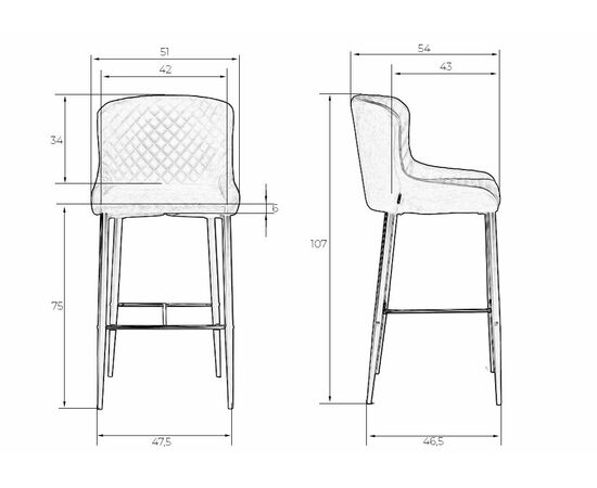 Стул барный DOBRIN CHRISTIAN'75, черные ножки, темно-серый велюр (V108-91), Вариант: черные ножки, темно-серый велюр (V108-91), изображение 11 | Интернет магазин мебели и декора LifeDekor