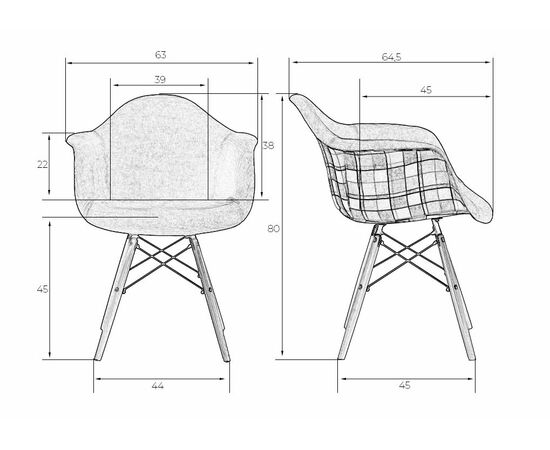 Стул обеденный DOBRIN DAW ROSS, ножки светлый бук, сиденье 012 белый пластик, чёрная ткань, Вариант: ножки светлый бук, сиденье 012 белый пластик, чёрная ткань, изображение 10 | Интернет магазин мебели и декора LifeDekor